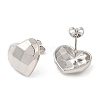 Brass Faceted Heart Stud Earrings for Women EJEW-K248-10P-2