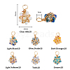 70Pcs 7 Color Copper Wired Wrapped Glass Pendants PALLOY-FH00011-2