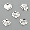 Wedding Theme Antique Silver Tone Tibetan Style Alloy Heart with Mother of the Groom Rhinestone Charms LS-TIBEP-N005-17A-2