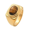 Oval Natural Tiger Eye Finger Rings RJEW-Q007-06G-4