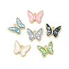 Rack Plating Brass & Shell Butterfly Charms with Epoxy Resin KK-K380-02G-1