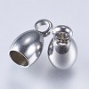 Tarnish Resistant 201 Stainless Steel Cord Ends STAS-F145-02P-8x4mm-2