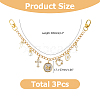 3Pcs Alloy Key Bowknot & Brass Micro Pave Cubic Zirconia Heart Pendant 304 Stainless Steel Bag Decorative Chains HJEW-HS00106-2