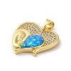 Rack Plating Brass Micro Pave Cubic Zirconia with Synthetic Opal Pendants KK-D088-25G-3
