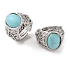 Oval Synthetic Turquoise Cuff Rings RJEW-B107-12AS-01-1