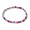 Faceted Natural Agate Bead Stretch Bracelet BJEW-JB10108-3