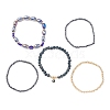 5Pcs 5 Style Glass & Lampwork Evil Eye Stretch Bracelets Set BJEW-JB09619-01-3