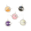 5Pcs 5 Colors Natural Labradorite & Yellow Hematoid Quartz & Amethyst & Xiuyan Jade & Green Jade Copper Wire Glass Wrapped Pendants PALLOY-TA00431-1