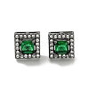 Square Brass Micro Pave Clear Cubic Zirconia Stud Earrings EJEW-G387-03B-2