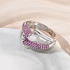Brass Micro Pave Cubic Zirconia Cuff Open Rings for Women RJEW-L343-12P-02-3