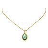 304 Stainless Steel Natural Paua Shell Pendant Satellite Chain Necklaces NJEW-JN06446-01-4