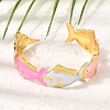 Ocean 304 Stainless Steel Enamel Fish Open Cuff Bangles for Women SA-CBA1A30-02A-G-1