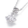 Brass Micro Pave Clear Cubic Zirconia Pendant Necklaces NJEW-R256-05-3