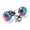 Ion Plating(IP) Textured Round Bead 304 Stainless Steel Stud Earring Findings EJEW-O104-01MC-2