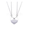 Non-Tarnish Valentine's Day Stainless Steel Magnetic Heart-shaped Couples Necklace Set with Peach Heart Pendant RE7695-1-1