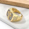 Brass Micro Pave Clear Cubic Zirconia Cuff Rings for Women RJEW-U041-06G-3