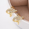 Rack Plating Brass Micro Pave Clear Cubic Zirconia Cuff Earrings EJEW-H147-13G-2