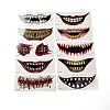10Pcs 10 Style Halloween Clown Horror Mouth Removable Temporary Tattoos Paper Face Body Stickers AJEW-G048-02-2