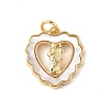 Brass Pave Natural White Shell Religion Pendants KK-S522-23G-B-1