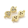 Brass Micro Pave Clear Cubic Zirconia Connector Charms KK-Q820-43G-2
