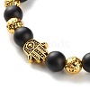 Natural Lava Rock & Synthetic Black Stone & Non-magnetic Hematite Round Beads Energy Stretch Bracelets Set BJEW-JB06971-10