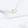 1Pc Letter Brass Rhinestone Open Cuff Rings for Women AJEW-LP0004-47R-G-3