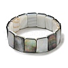 Natural Black Lip Shell Rectangle Dominoes Beaded Stretch Bracelets BJEW-N030-01B-02-2