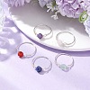 Faceted Round Natural Rose Quartz & Amethyst & Fluorite & Carnelian & Sodalite Beads Finger Rings RJEW-JR00792-2