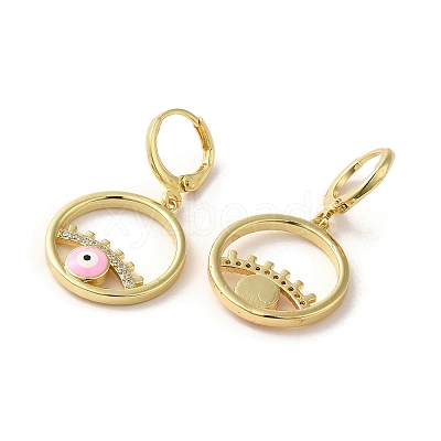 Evil Eye Golden Brass Dangle Leverback Earrings EJEW-Q797-09G-05-1