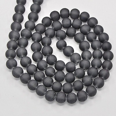 Baking Paint Frosted Glass Bead Strands GGB10MMY-DKM-1