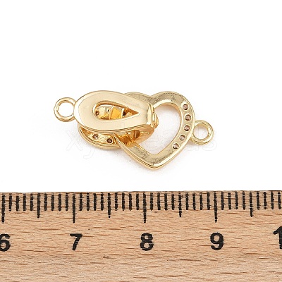 Brass Micro Pave Clear Cubic Zirconia Interlocking Clasps KK-C075-37G-1