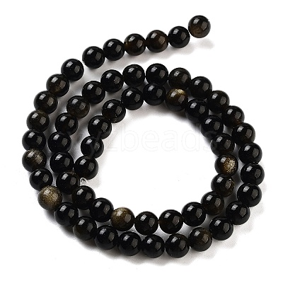 Natural Golden Sheen Obsidian Beads Strands X-G-C068-6mm-9-1