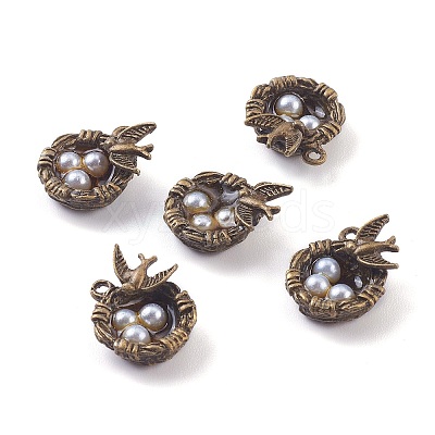 Antique Bronze Plated Light Grey Pearl Alloy Pendants LS-PALLOY-Z001-01-1