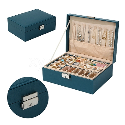 Rectangle PU Leather Jewerly Organizer Case with Clasps PW-WG93289-02-1