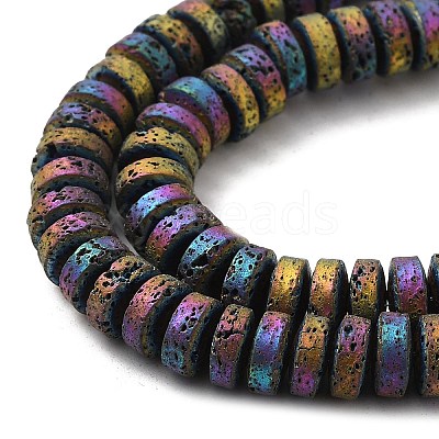 Electroplated Natural Lava Rock Beads Strands G-Q1009-F01-01E-1