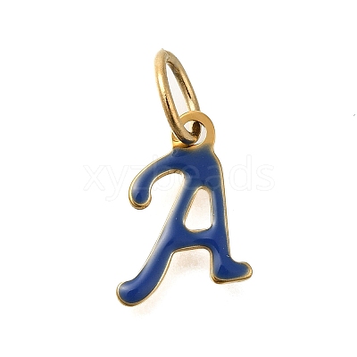 Ion Plating(IP) 304 Stainless Steel Enamel Alphabet Charms STAS-F308-02G-A-1