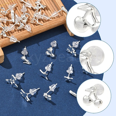 2 Pairs Alloy Stud Earrings for Women EJEW-FS0001-27L-1