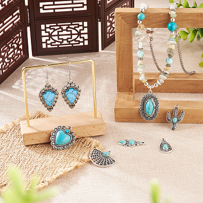 24Pcs 12 Styles Synthetic Turquoise Pendants FIND-TA0001-79-1