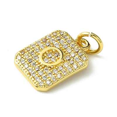 Rack Plating Brass Micro Pave Clear Cubic Zirconia Charms KK-G501-01O-G-1
