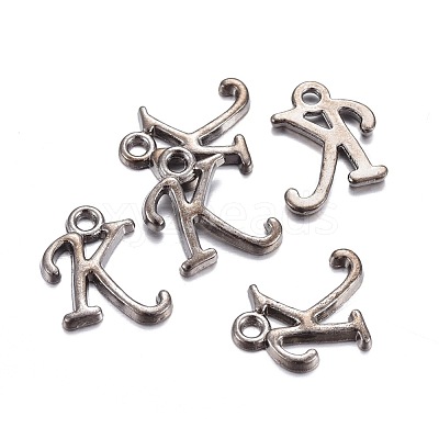 Gunmetal Plated Alloy Letter Pendants PALLOY-J718-01B-K-1