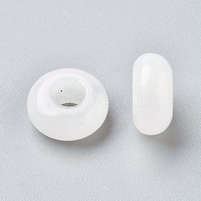 Natural White Jade European Beads G-G740-12x6mm-26-1