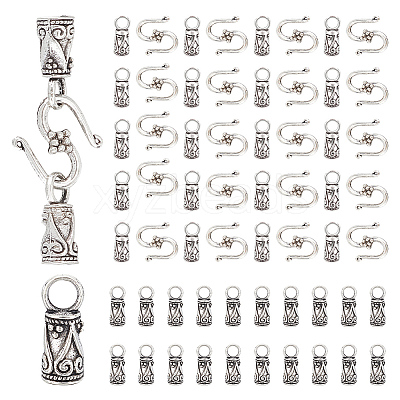 100PCS Tibetan Style Alloy Cord Ends with 100PCS Alloy Hook and S-Hook Clasps TIBE-NB0001-28-1