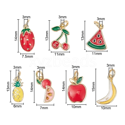 7Pcs 7 Style Brass Enamel Charms KK-YW0001-34-1