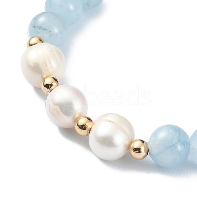 Natural Quartz & Pearl Beaded Stretch Bracelet for Women BJEW-JB09384-04-1