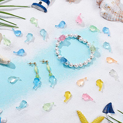 70Pcs 7 Colors Luminous Transparent Resin Shark Ornaments DJEW-SC0001-23-1