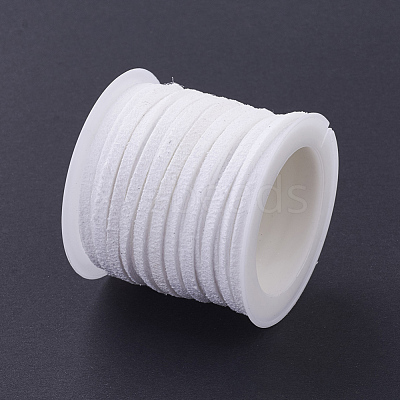 3x1.5mm White Flat Faux Suede Cord X-LW-R003-21-1