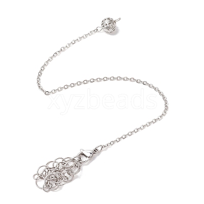 304 Stainless Steel Chain Macrame Pouch Empty Stone Holder Dowsing Pendulums PALLOY-JF02877-01-1