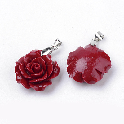 Dyed Synthetic Coral Pendants X-CORA-S023-17-1