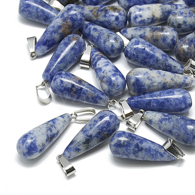 Natural Blue Spot Jasper Pendants G-T081-13-1