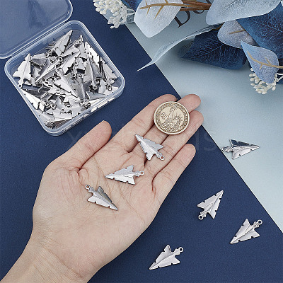 50Pcs 201 Stainless Steel Pointed Pendants STAS-SC0004-66-1